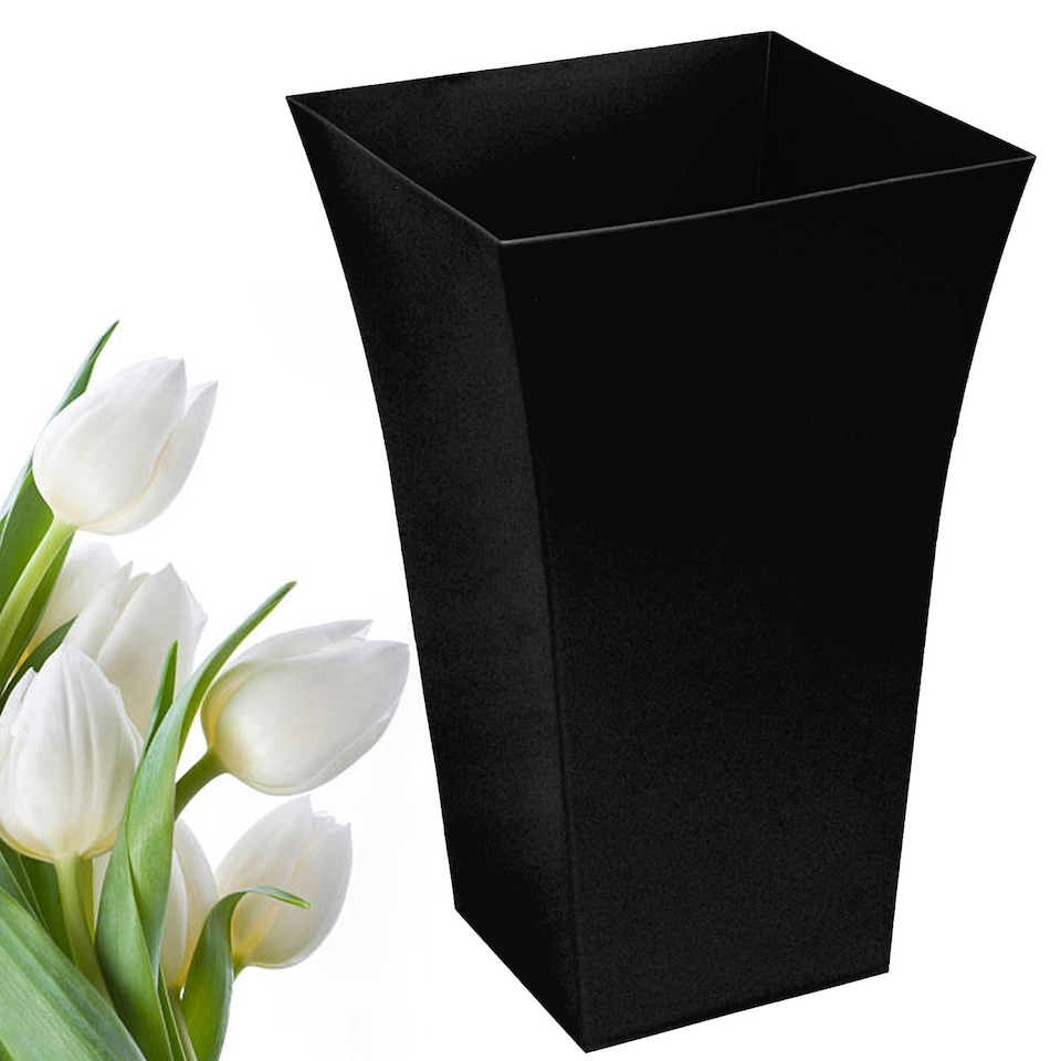 image 1 of 1 x Black Tall Large Plastic Contemporary Garden Patio Milano Planter With a Shiny Gloss Finish Black