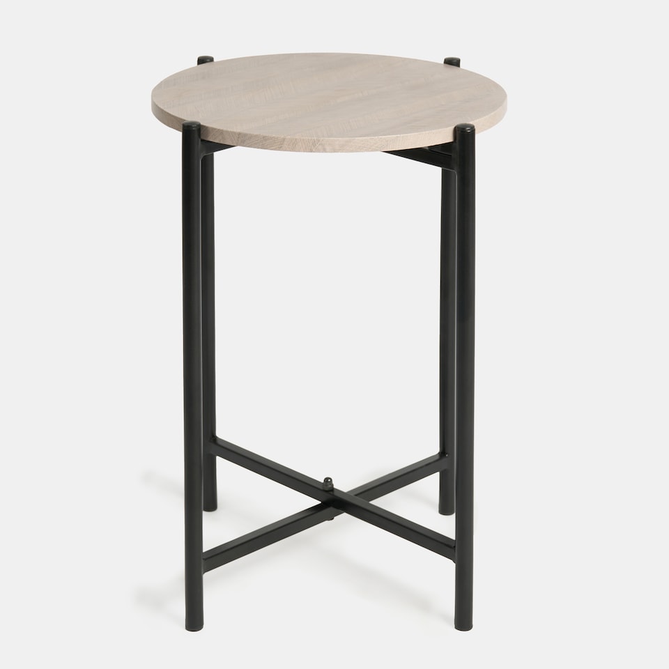 image 1 of OHS Round Side Table Coffee End Tables Nightstand with Metal Frame | Bronze | Natural