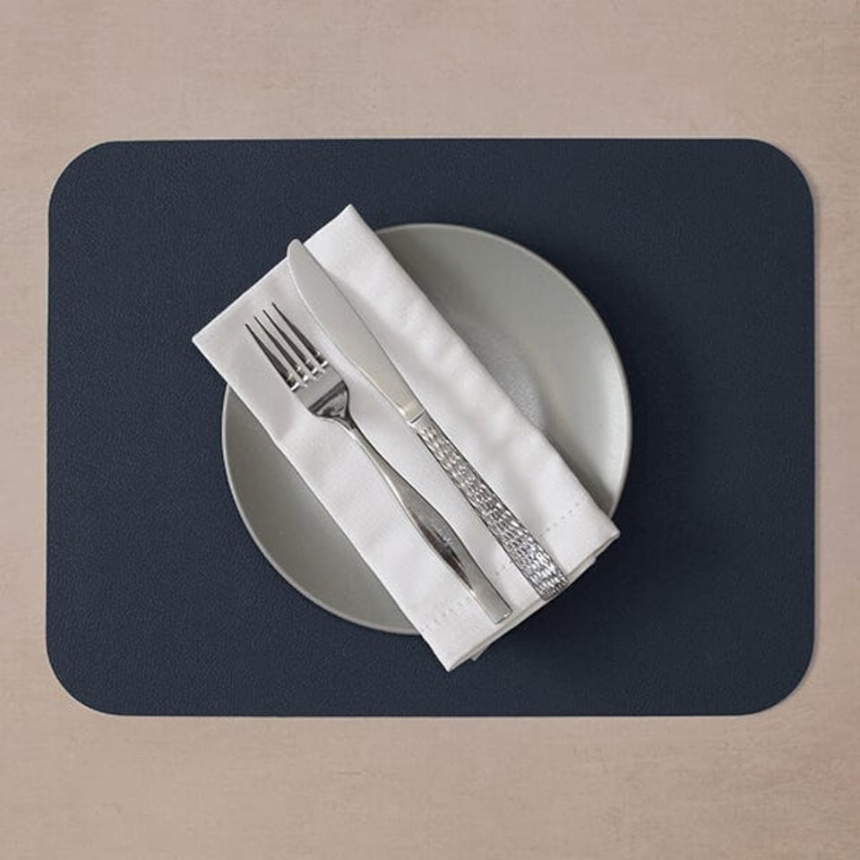 image 1 of I-Style Navy and Grey Flexi Set of 2 Faux Leather Placemats