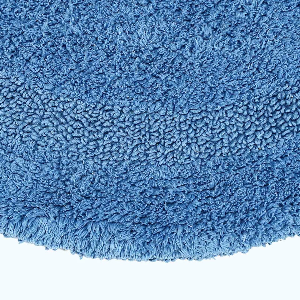 image 1 of Homescapes Luxury Reversible Semi Circle Bath Mat - Cobalt Blue Blue