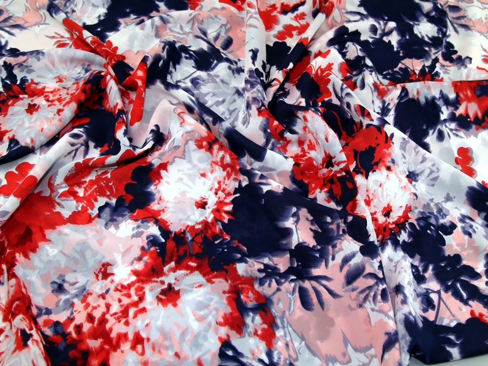 John Kaldor Red & Navy Ice Sheer Chiffon Dressmaking Fabric, 145cm / 57" Wide - per metre