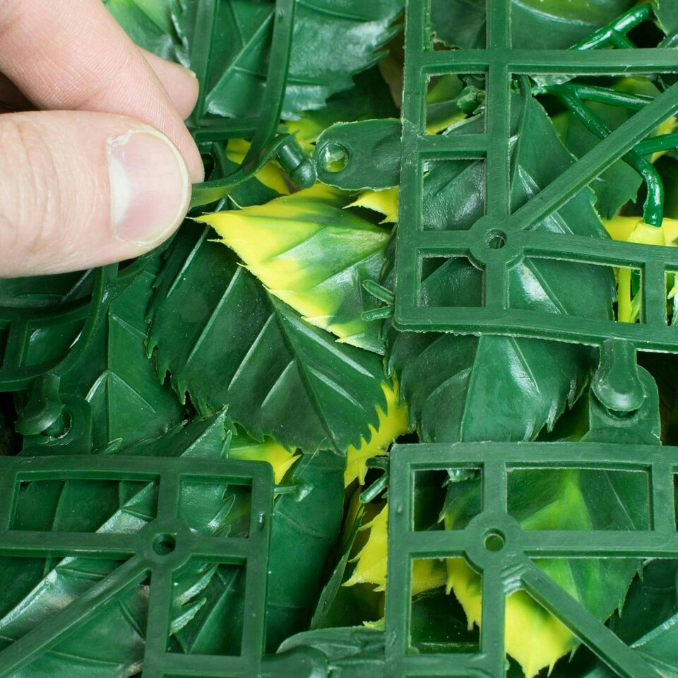 image 1 of Primrose Yellow Leaf Artificial Hedge Outdoor Patio Panels 50cm x 50cm