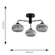 image 7 of ValueLights Amaia Black IP44 3 Way Smoke Ribbed Glass Ceiling Light | Black