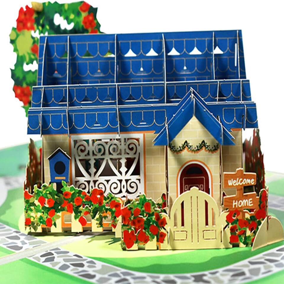 image 1 of House and Garden 3D Pop Up Greeting Card for New Home or Housewarming
