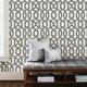 image 2 of NuWallpaper NU1696 Uptown Trellis Peel & Stick Wallpaper, Black & White Multi