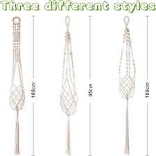 3 Pack Hanging Basket Indoor Outdoor Hanging Plant Pots with 3 Hooks Cream