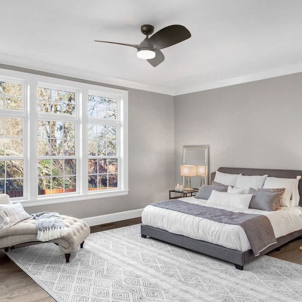 image 1 of ValueLights Black 36 Inch Ceiling Fan Integrated LED & Remote