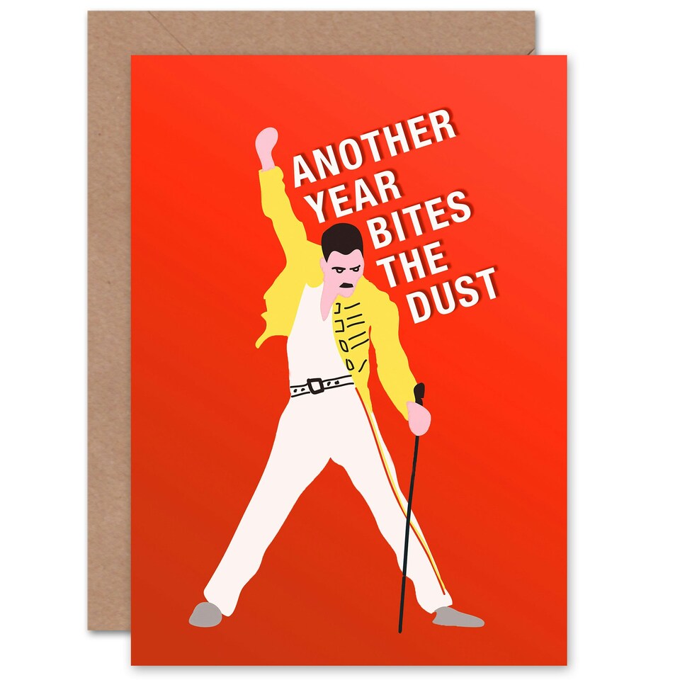 image 1 of Another Year Bites Dust Queen Mercury Inside Birthday Card