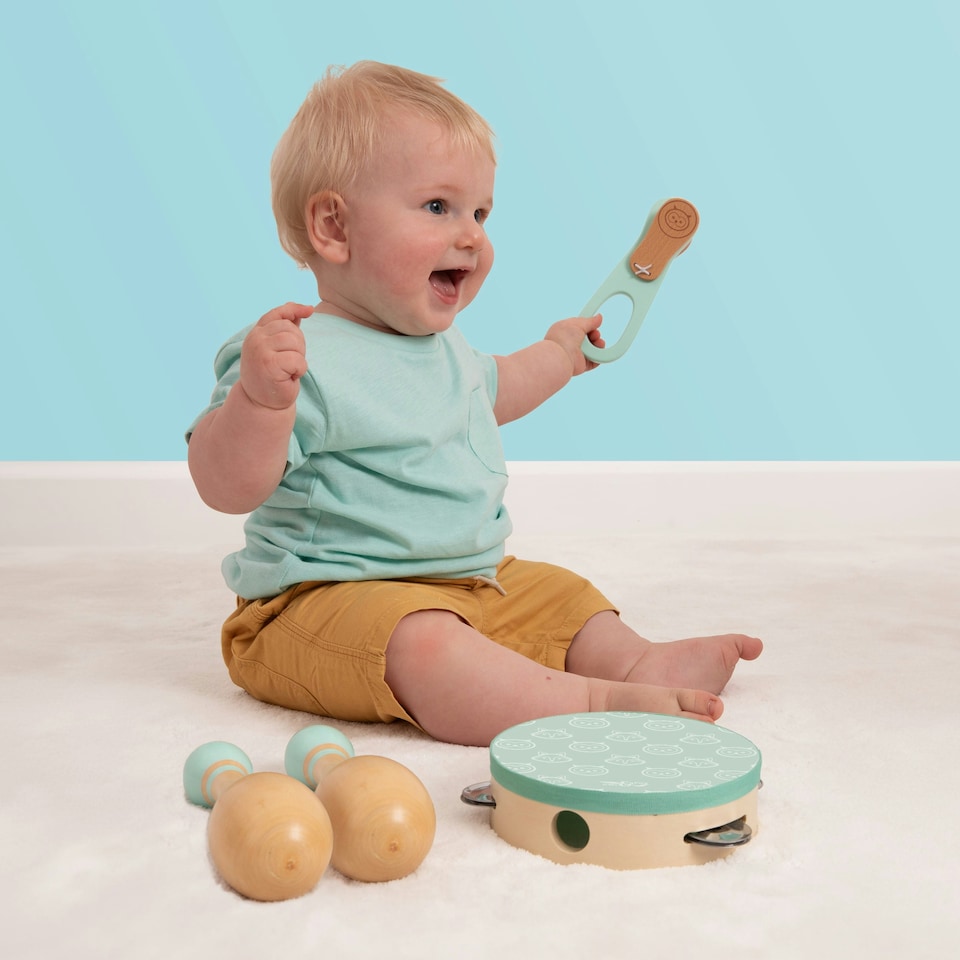 image 1 of The Adventurer Play Pack: TP Active-Tots Pikler Style Wooden Climbing Triangle with Active-Tots Balance Board and Owl & Fox Musical Instrument Assortment