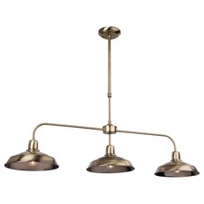 Lounge 3 Light Ceiling Pendant Bar Antique Brass, E14