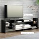 image 4 of HOMCOM Modern TV Cabinet with Wall Shelf, TV Unit with Storage Shelf and Cabinet, for Wall-Mounted 65 TVs or Standing 40 TVs, Black and Dark Brown | Black | 1