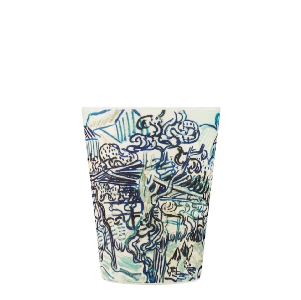 image 1 of Ecoffee Cup 12oz 350ml Van Gogh Design Reusable Eco-Friendly, Plant Based Coffee Cup with Silicone Lid & Sleeve, Old Vineyard with Peasant Woman | Multi | Old Vineyard with Peasant Woman