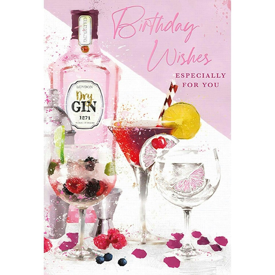 Words 'n' Wishes Birthday Wishes Card Cocktails