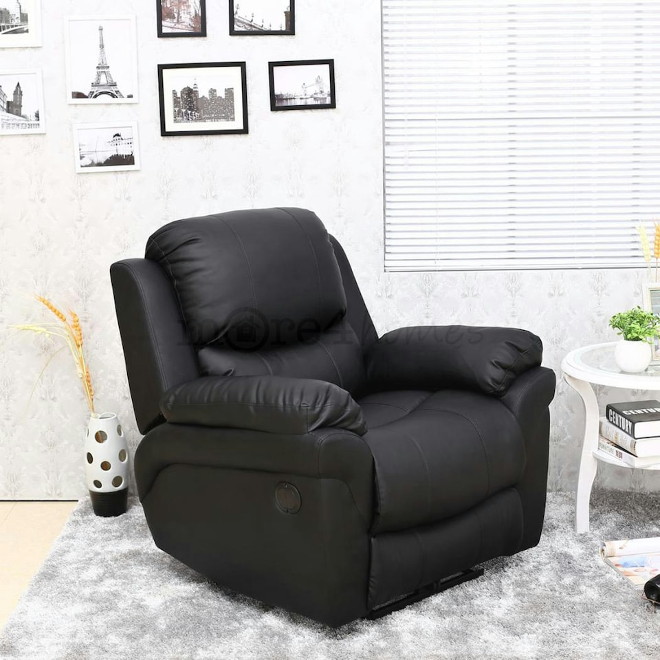 image 1 of Madison Electric Bonded Leather Automatic Recliner Home Lounge Chair (Black)
