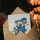image 3 of John James Audubon Art Card Blue Jay and Trumpet Flowers