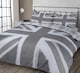 image 1 of Velosso Union Jack Reversible Printed Cotton Blend Duvet Cover and Pillowcase Set | Grey | King