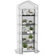 image 1 of Outsunny 5 Tier Mini Greenhouse Grow House w Roll Up Door, WhiteGrey