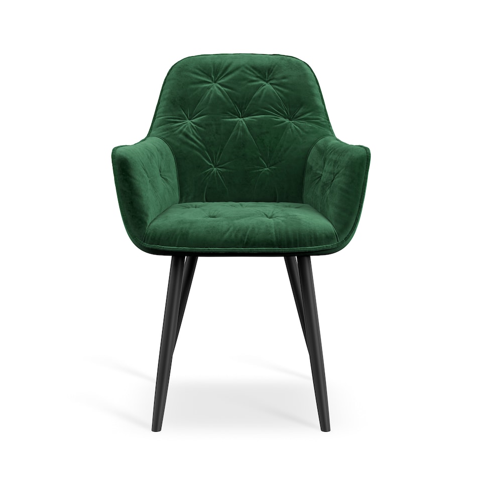 image 1 of Set Of 2 Anika Modern Velvet Dining Chair Padded Seat Metal Legs (Green) | Green | Green | One Size