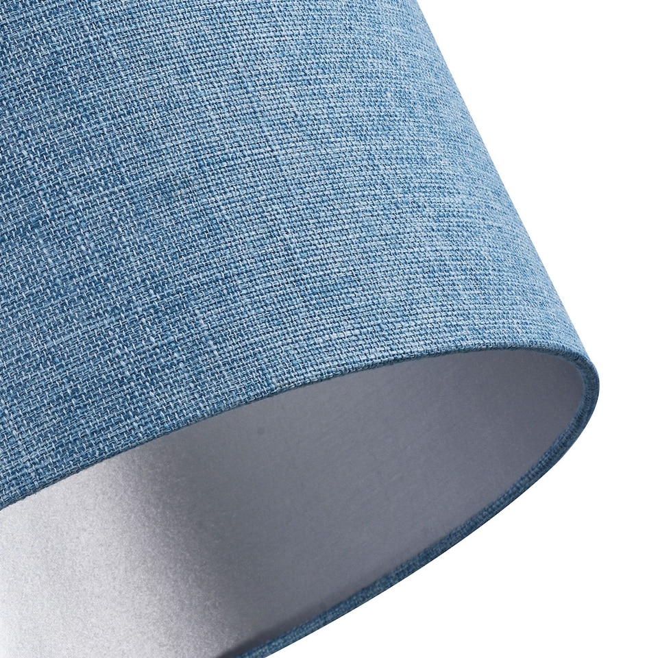 image 1 of Contemporary and Sleek Blue Nova Plain Linen Fabric Drum Lamp Shade 60w Maximum | Blue | Blue | 1