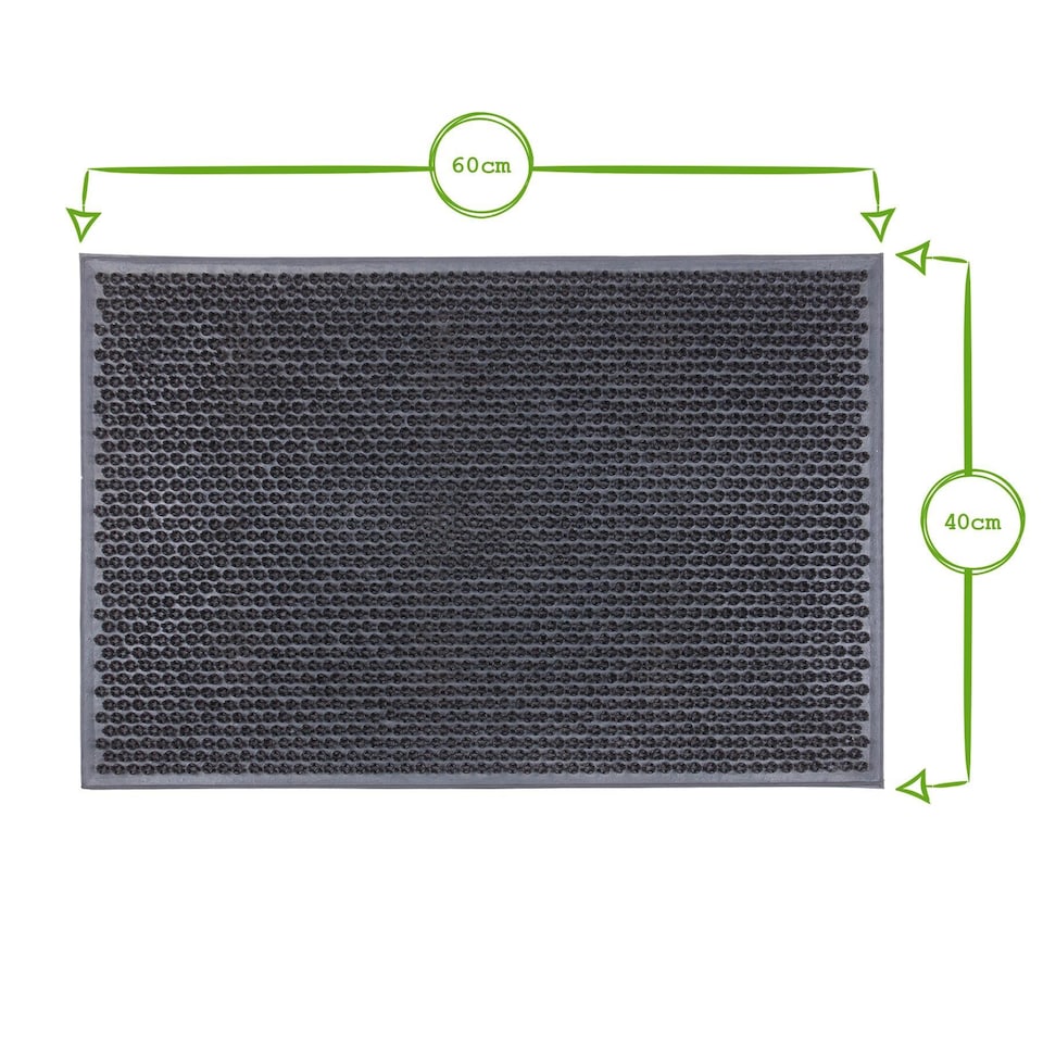 image 1 of Nicola Spring 2x Heavy Duty Door Mats - 60 x 40cm - Classic - Rubber Indoor Outdoor Floor Mat Dirt Trapper Rug Non Slip Doormat