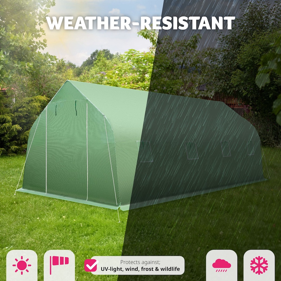 image 1 of Greenhouse - polytunnel with 8 windows, 600 x 300 x 205 cm