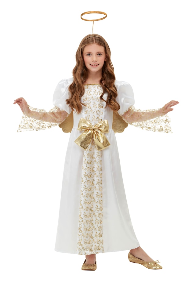 image 1 of White Angel Girls Fancy Dress Christmas Nativity Kids Festive Costume Outfit New(7-9 Years)