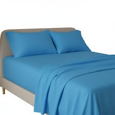 Flannelette Flat Sheet Soft Brushed Cotton Bedding for Warmth Comfort | Blue | King