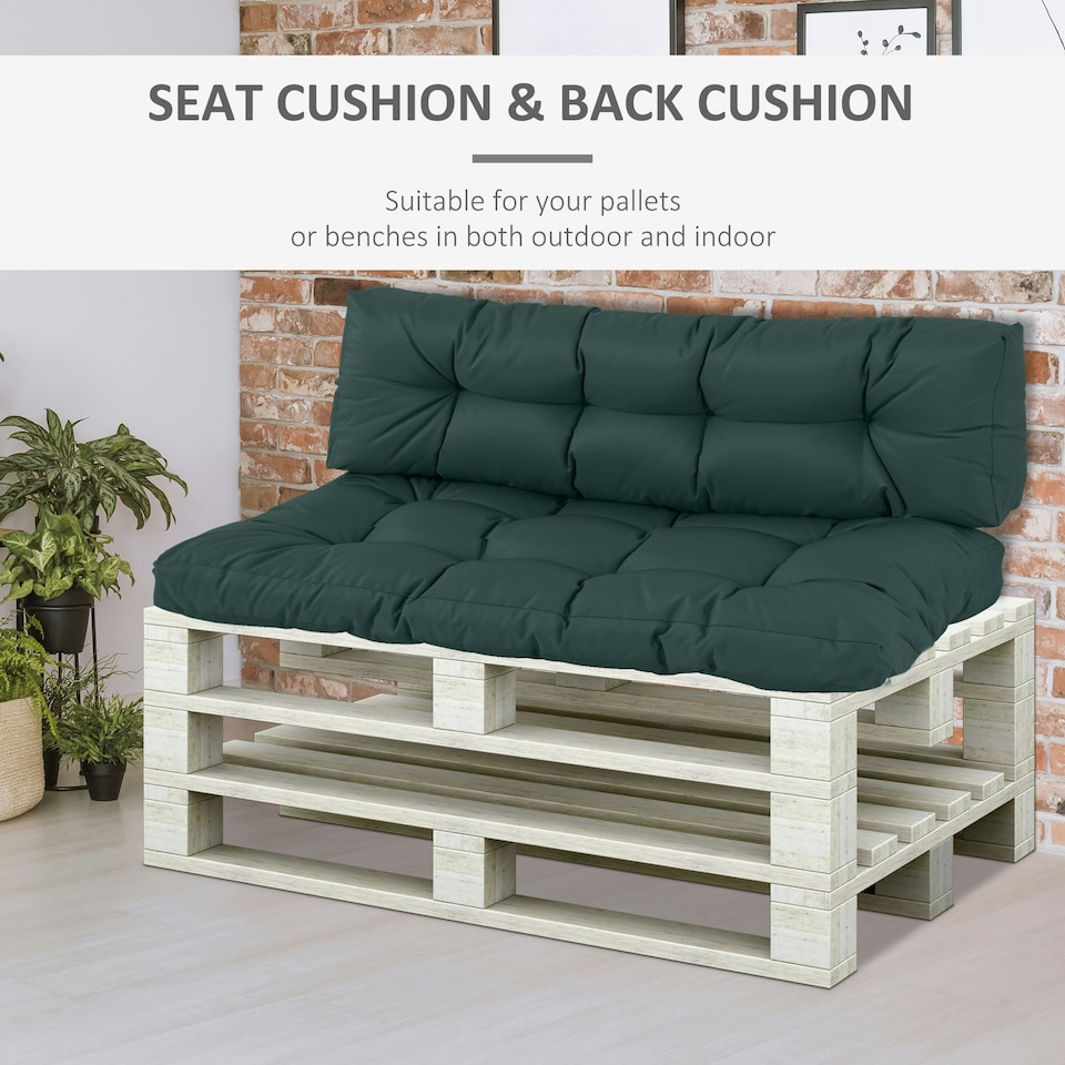 image 1 of Outsunny 2Pcs Tufted Pallet Cushions Seat Pad Back Cushion Indoor Outdoor