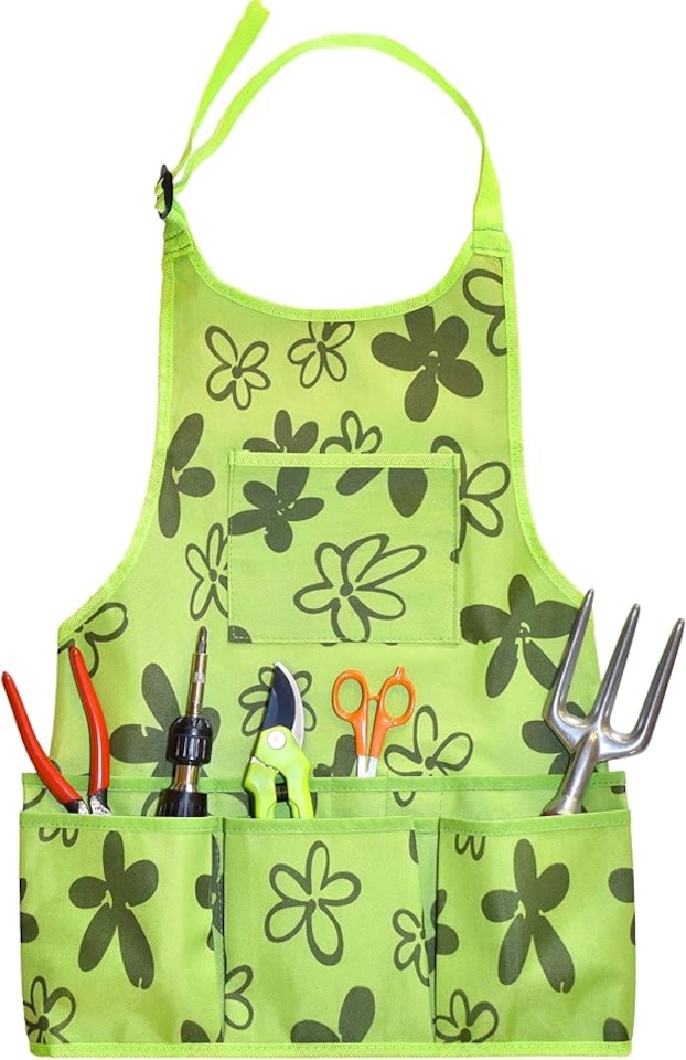 image 1 of Gardening Apron - 14 Pockets Waterproof Oxford Cloth Garden Apron for Women with Multiple Uses | Green | Green