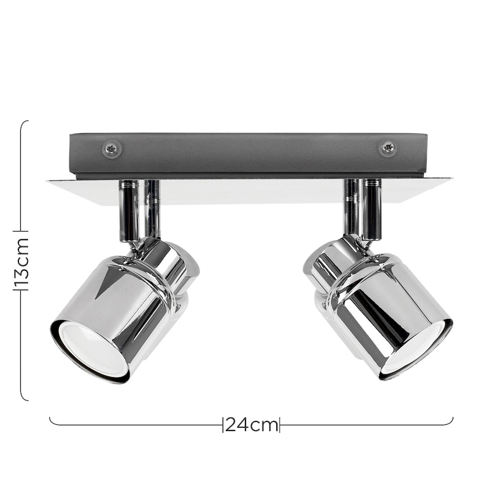 image 1 of ValueLights Benton Chrome IP44 Square Bathroom Ceiling Light & Bulb | Chrome