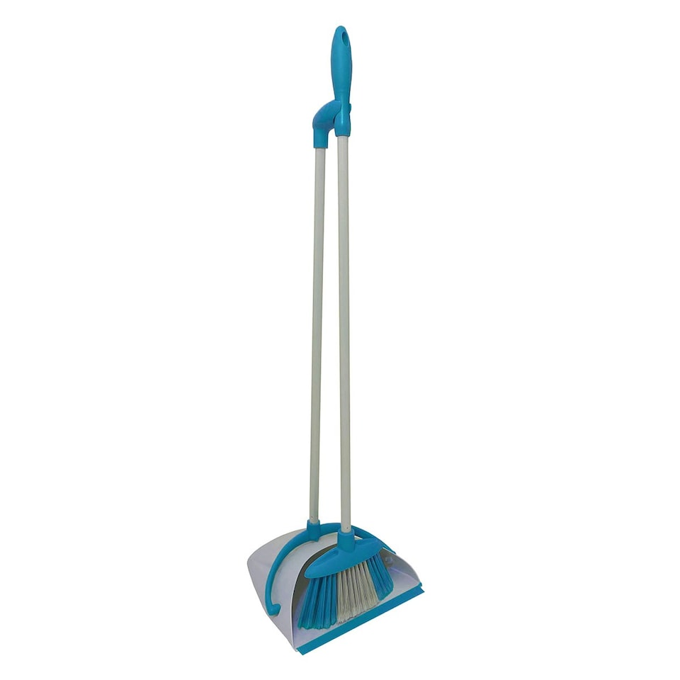 image 1 of Charles Bentley Brights Indoor Long Handled Lobby Dustpan & Brush Set - Blue
