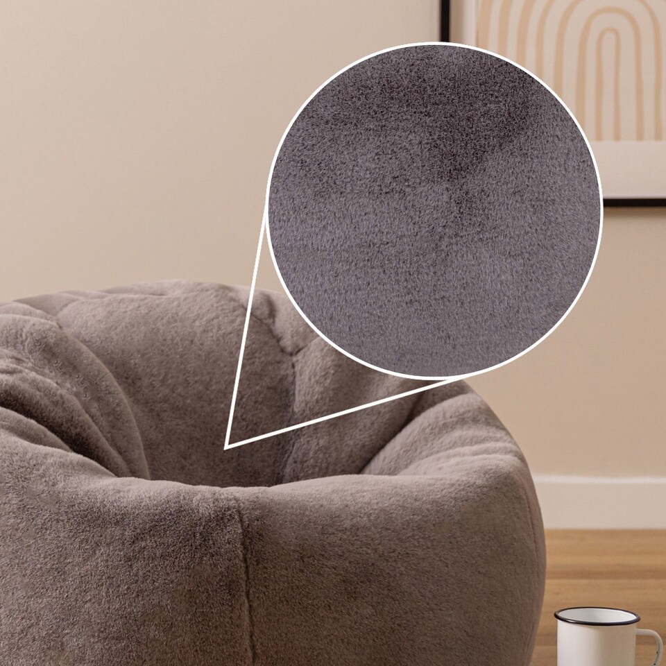image 1 of Icon Kingston Rabbit Faux Fur Classic Dome Bean Bag, Light Grey