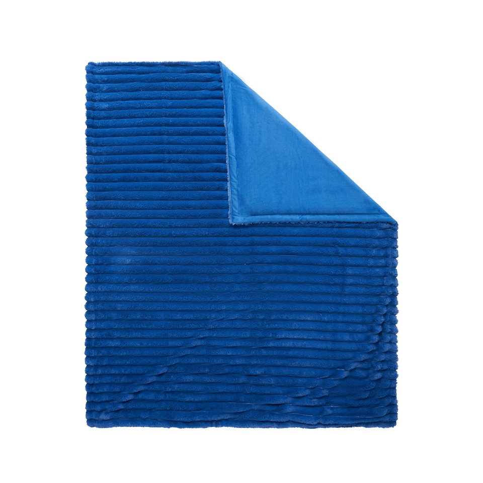 image 1 of BHS Jumbo Cord Throw with Plain Velvet Backing, Blue Blue | Blue