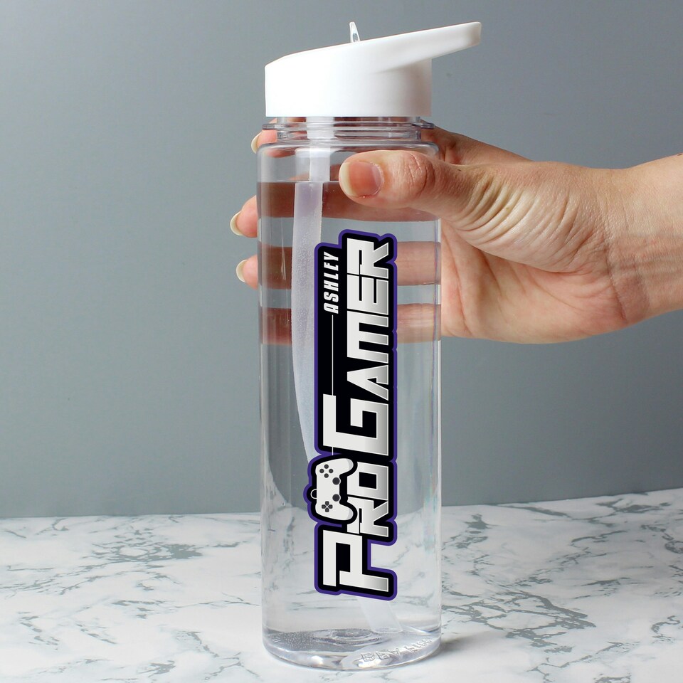 image 1 of Personalised Pro Gamer Water Bottle Clear | One Size