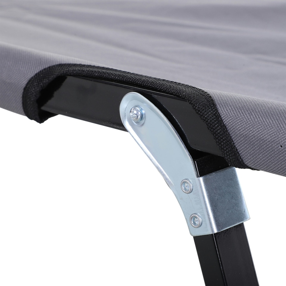 image 1 of Outsunny Double Camping Folding Cot Outdoor Portable Sleeping Bed, Grey