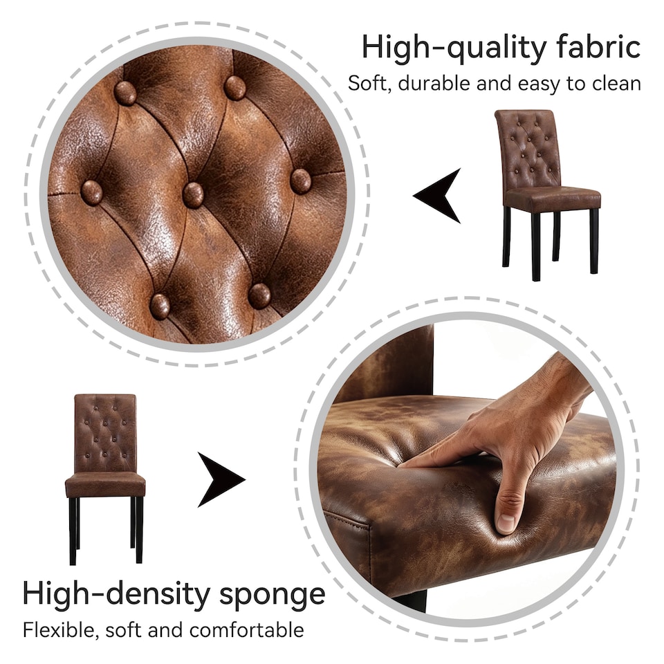 image 1 of MCC Direct Set of 2 Fabric Linen Button Back Kitchen Dining Chairs