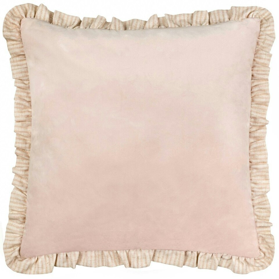 image 1 of Wylder Solene Ruffle Velvet Pink Cushion Cover 45 x 45cm