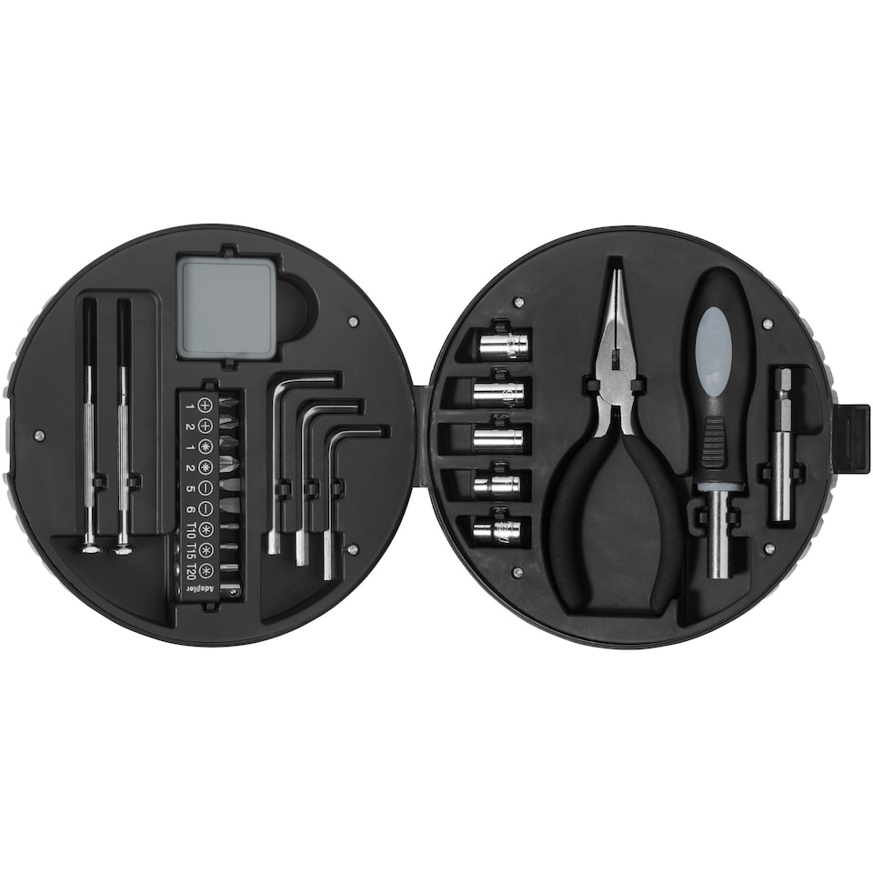 image 1 of STAC 25 Piece Tyre Shape Tool Set - Silver/Solid Black - 5.5 x 15.6 cm