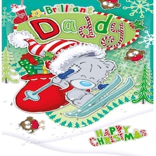 To a Brilliant Daddy Tatty Teddy On Skis Design Christmas Card