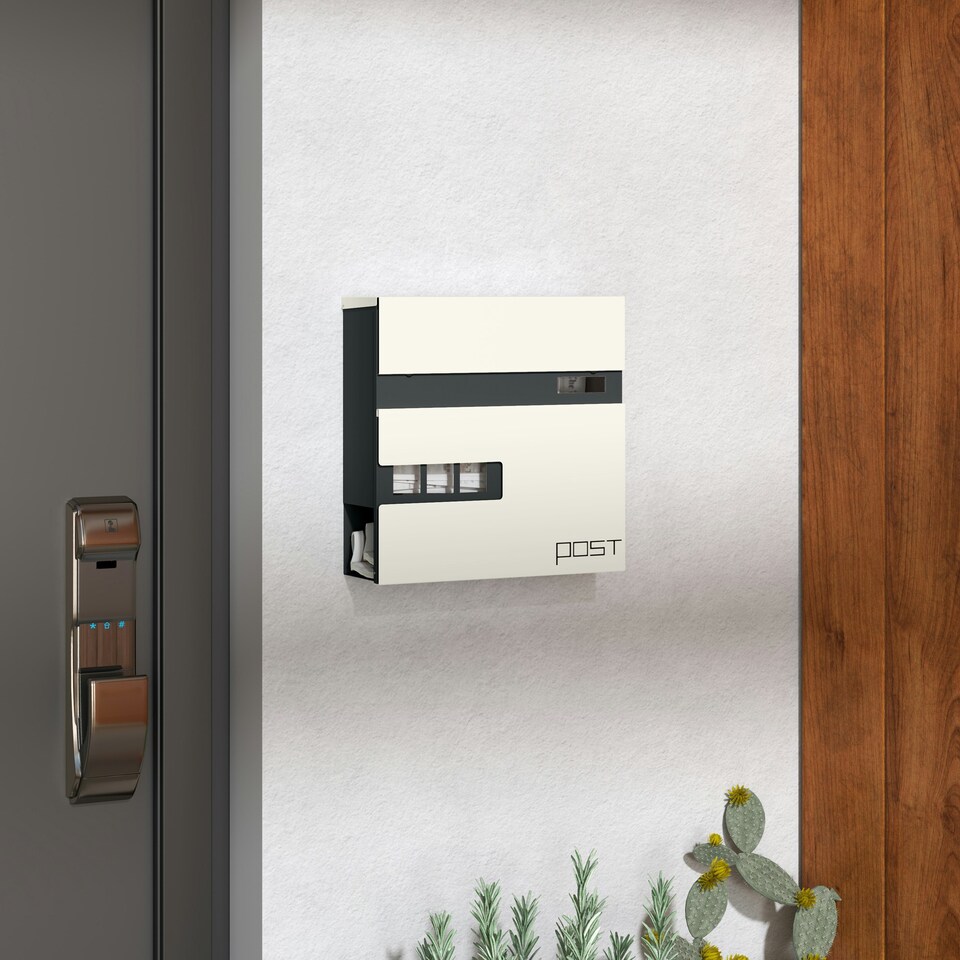 image 1 of HOMCOM Wall Mounted Post Box, Weatherproof Letterbox with Lock, White Black