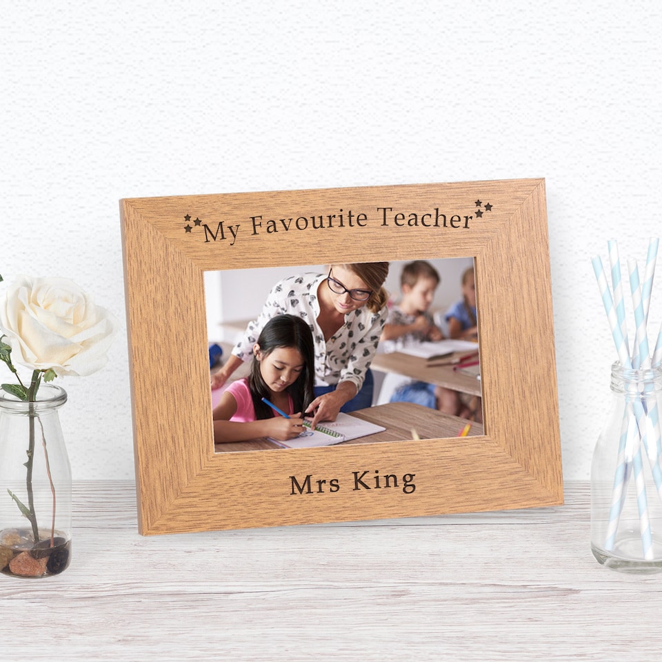 image 1 of Personalised My Favourite Teacher Wood Picture Frame 6x4 Teacher Gift