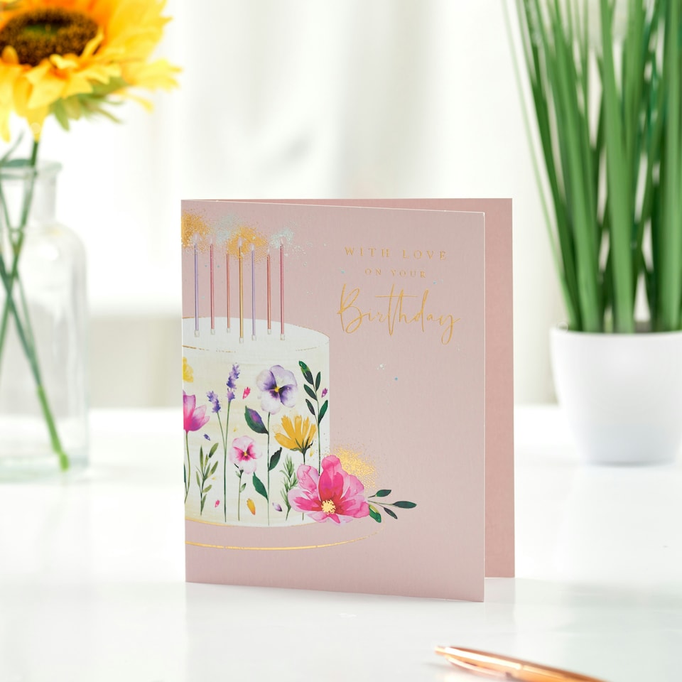 image 1 of Birthday card - Butterfly Garden - Cake