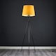 image 2 of ValueLights Camden Black Tripod Floor Lamp Mustard Tapered Shade Yellow