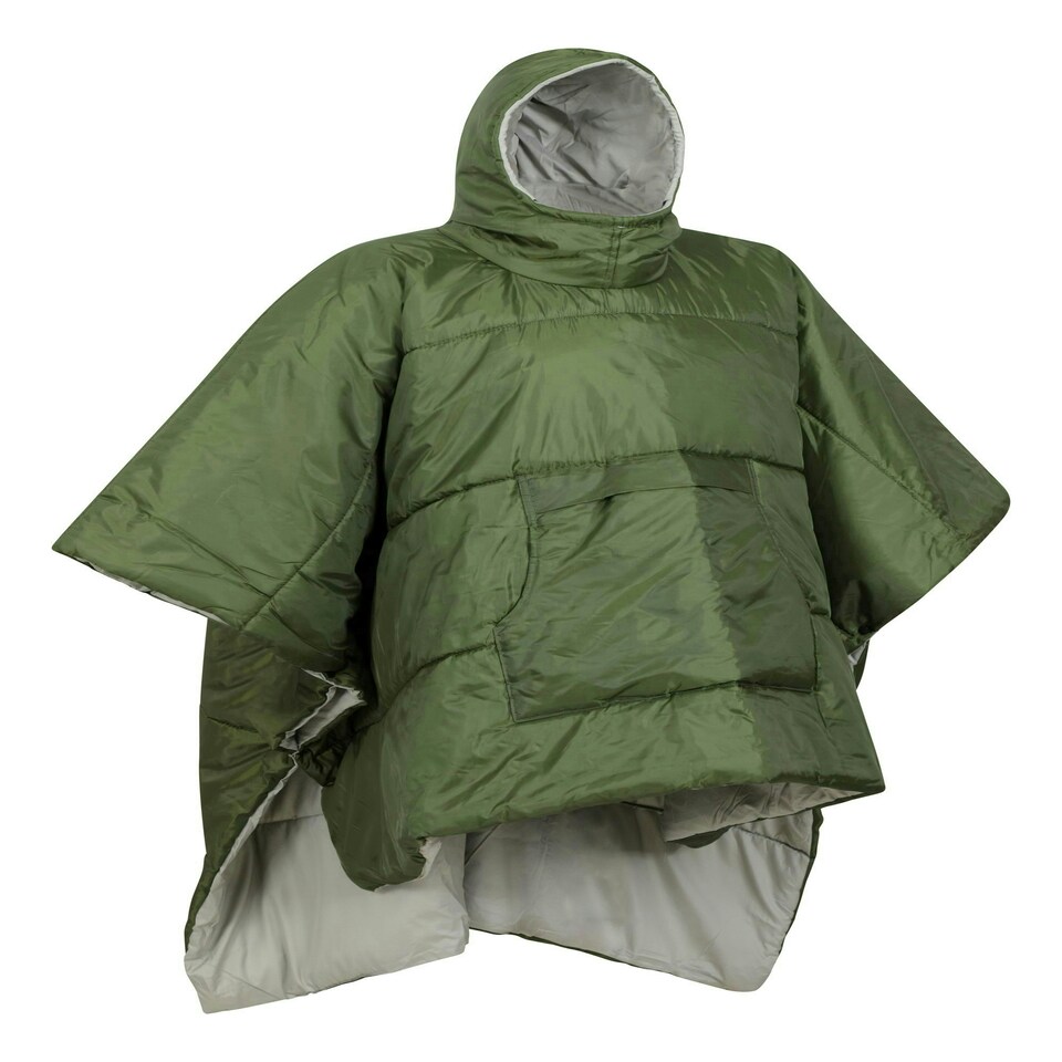 image 1 of Mountain Warehouse Wearable Blanket Unisex Hooded Warm Comfy for Camping Hiking Green | Khaki | One Size