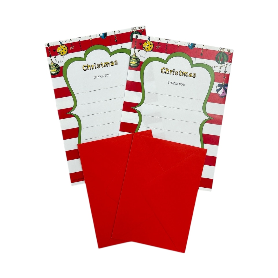 image 1 of Pack of 20 Christmas Baubles Thank You Sheets With Envelopes