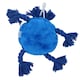 image 2 of Plush Soft Blue Happy Face Dog Play Toy With Squeak & Rope Arms.