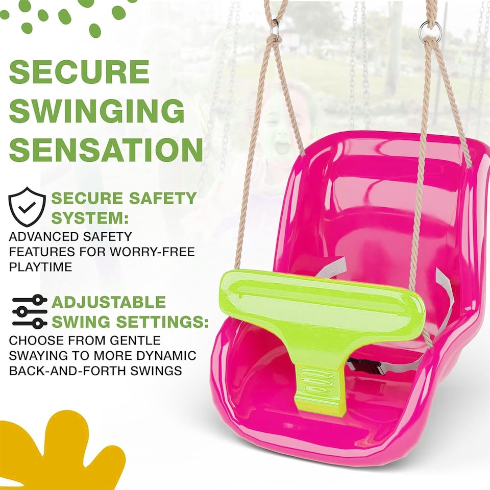 image 1 of The Magic Toy Shop Pink Toddler Swing Chair Adjustable Kids Outdoor Playground Swing Seat