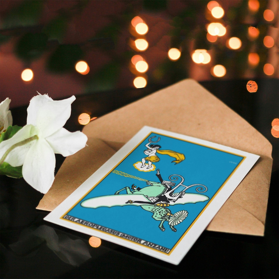 image 1 of Moriz Jung Art Card The Aeroplegasus Anzani Engines Advert