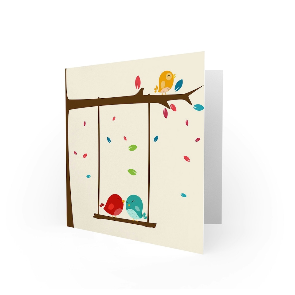image 1 of Love Birds Cartoon Anniversary Valentines Day Card