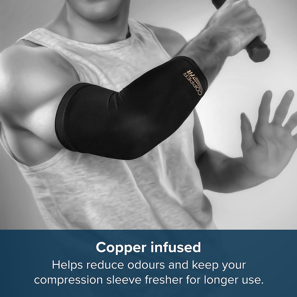 image 1 of Copper Fit Freedom Elbow Compression Sleeve (Large) Black | L